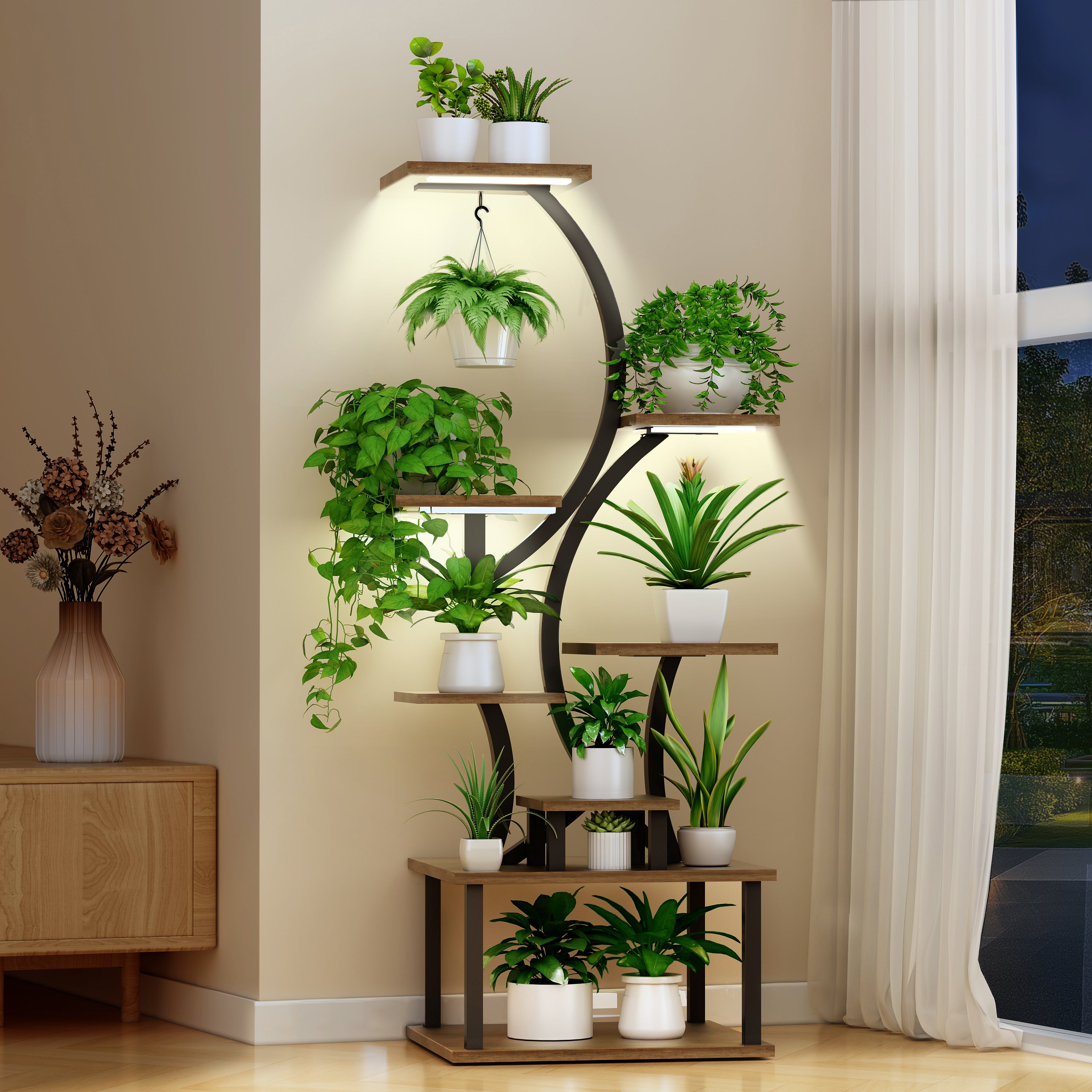 grow lights for tall indoor plants 8-Tiered Plant Stand With Grow Lights