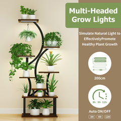 8-Tiered Plant Stand With Grow Lights - 60.4" Tall Indoor Plant Shelf, Multiple Metal Flower Holder Rack for Home
