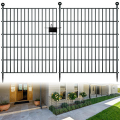 10 Panels Garden Fence Dog Fence Outdoor for Yard,32in H x 23.6ft L Rustproof Metal Fencing with Ground Stakes|No Dig Temporary Animal Proof Containment for Pets/Rabbits|Durable Patio Security Panels