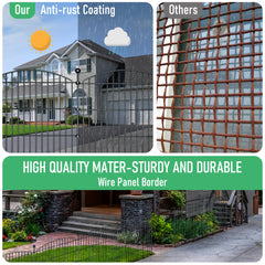 10 Panels Garden Fence Dog Fence Outdoor for Yard, 32in H x 23.6ft L Rustproof Metal Fencing with Ground Stakes | No Dig Animal Proof Containment for Pets/Rabbits | Durable Patio Security Panels
