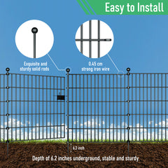 10 Panels Garden Fence Dog Fence Outdoor for Yard,32in H x 23.6ft L Rustproof Metal Fencing with Ground Stakes|No Dig Temporary Animal Proof Containment for Pets/Rabbits|Durable Patio Security Panels