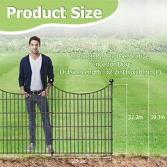 10 Panels Garden Fence Dog Fence Outdoor for Yard, 32in H x 23.6ft L Rustproof Metal Fencing with Ground Stakes | No Dig Animal Proof Containment for Pets/Rabbits | Durable Patio Security Panels