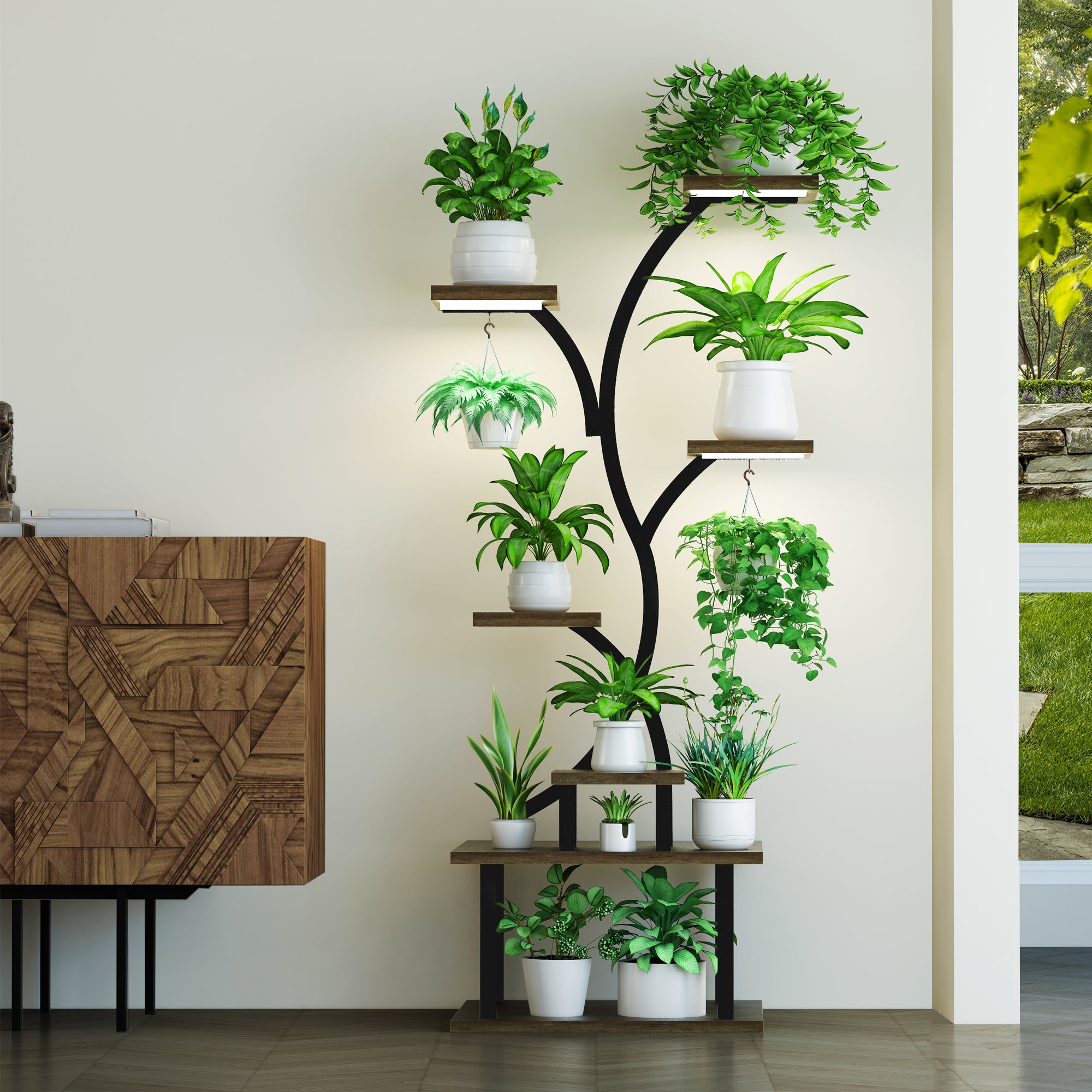 multiple plant hanger 7-Tiered Plant Stand With Grow Lights
