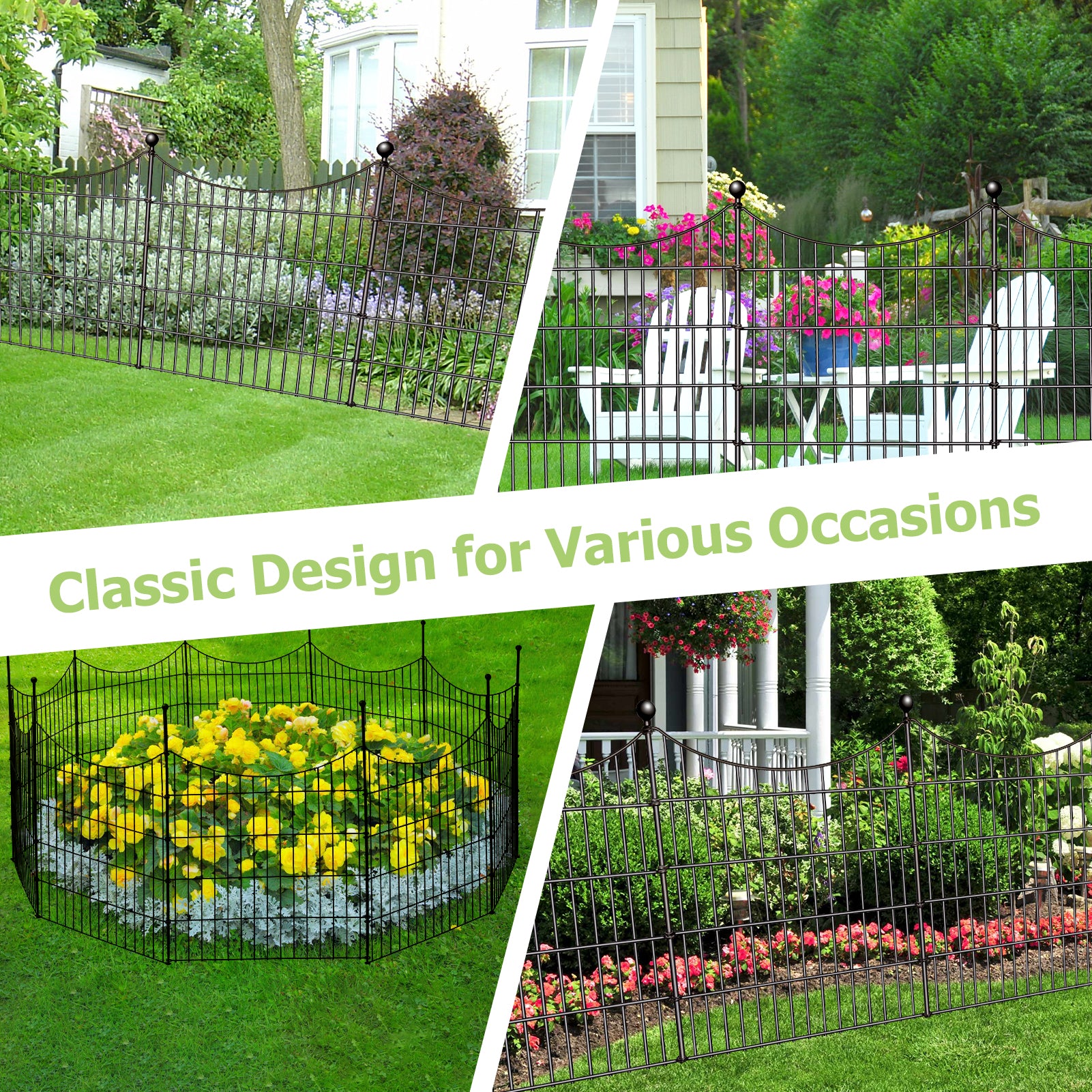 10 Panels Garden Fence Dog Fence Outdoor for Yard, 32in H x 23.6ft L Rustproof Metal Fencing with Ground Stakes | No Dig Animal Proof Containment for Pets/Rabbits | Durable Patio Security Panels